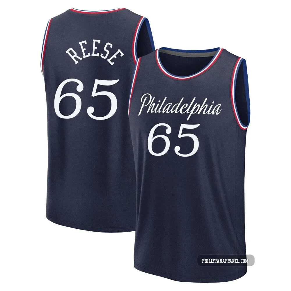 Alex Reese ＃65 Men's 2025/26 Philadelphia 76ers Fast Break Navy City Edition Jersey