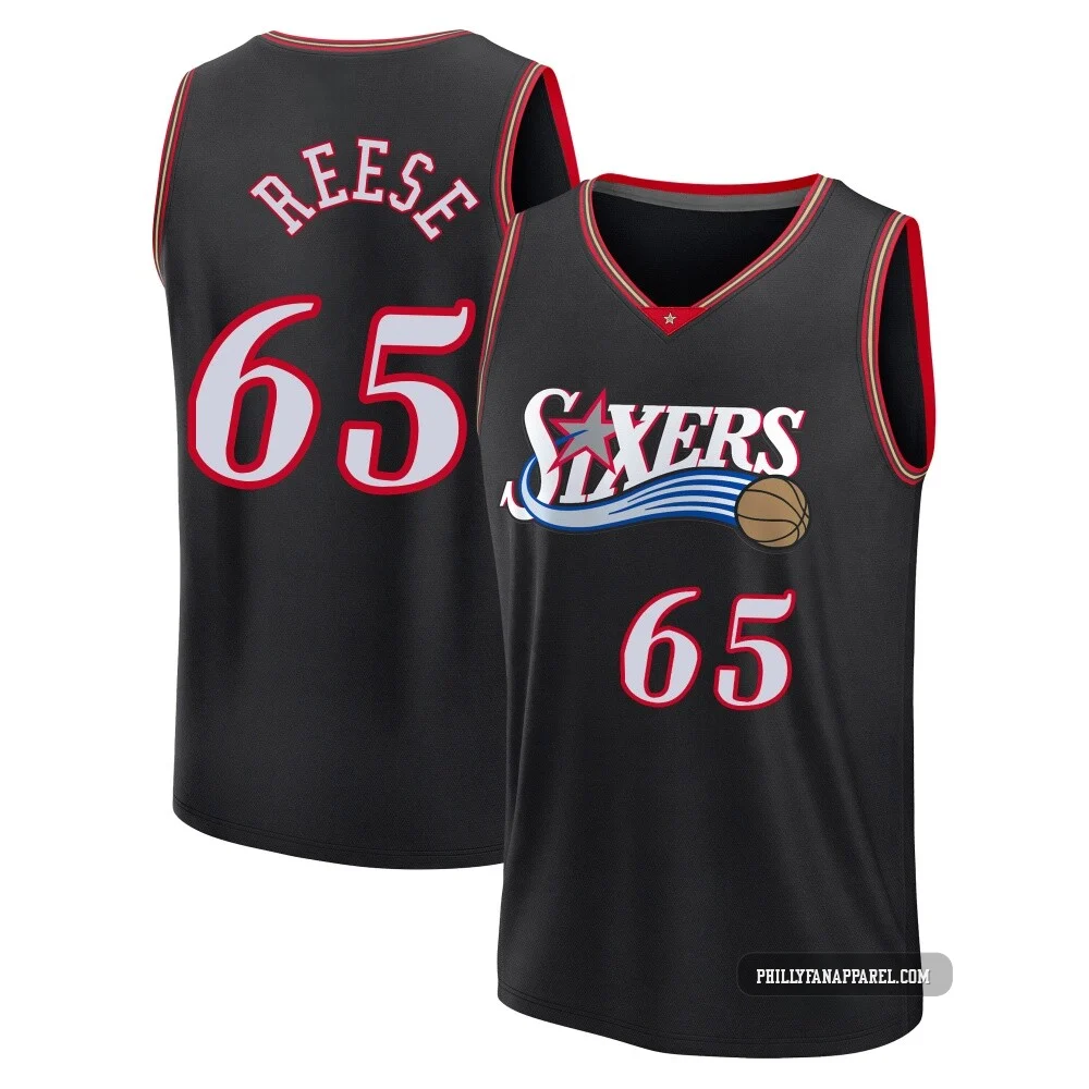Alex Reese ＃65 Men's Black Philadelphia 76ers Fast Break Classic Edition Jersey