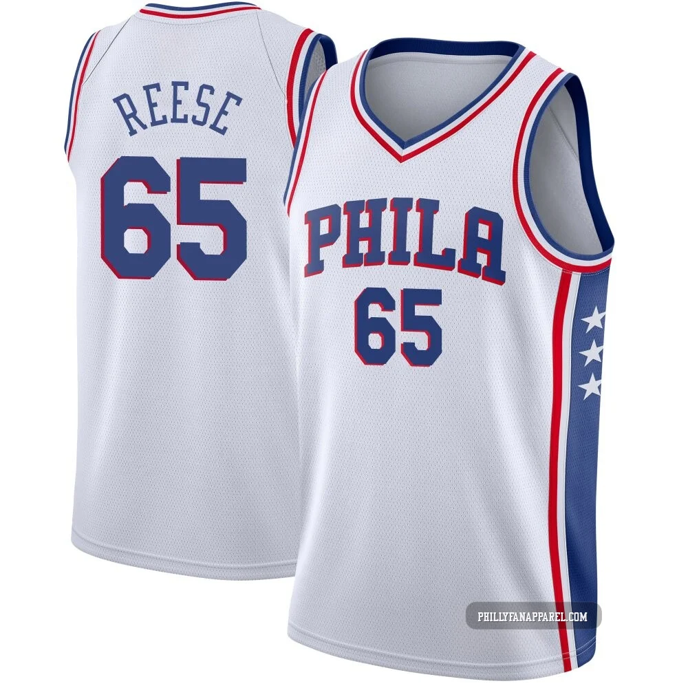 Alex Reese ＃65 Men's Swingman White Philadelphia 76ers Jersey - Association Edition