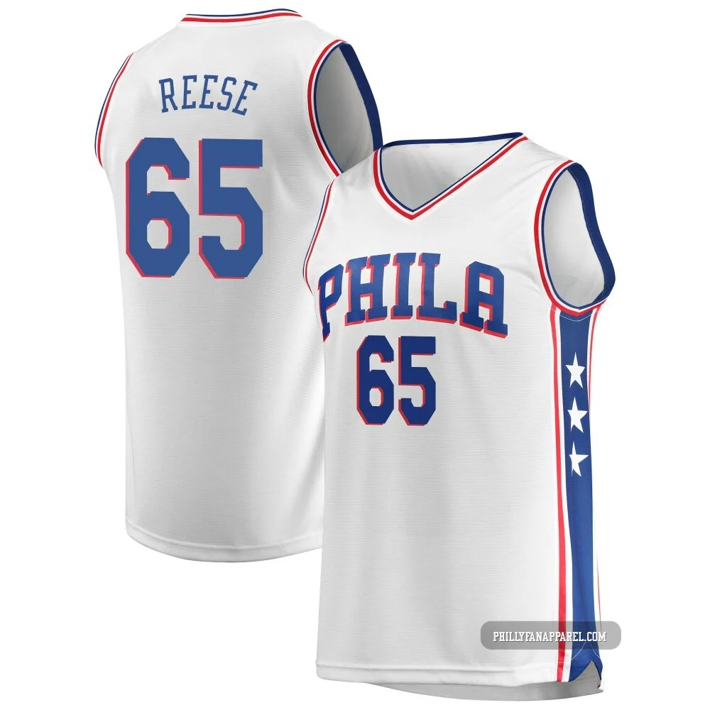 Alex Reese ＃65 Men's White Philadelphia 76ers Fast Break Jersey - Association Edition