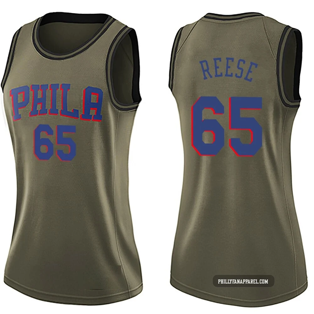 Alex Reese ＃65 Women's Swingman Green Philadelphia 76ers Salute to Service Jersey