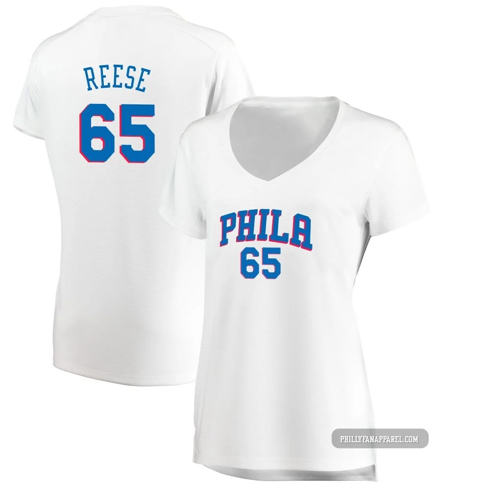 Alex Reese ＃65 Women's White Philadelphia 76ers Fast Break Jersey - Association Edition