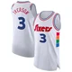 Allen Iverson ＃3 Men's Authentic 2024/25 Philadelphia 76ers White City Edition Jersey