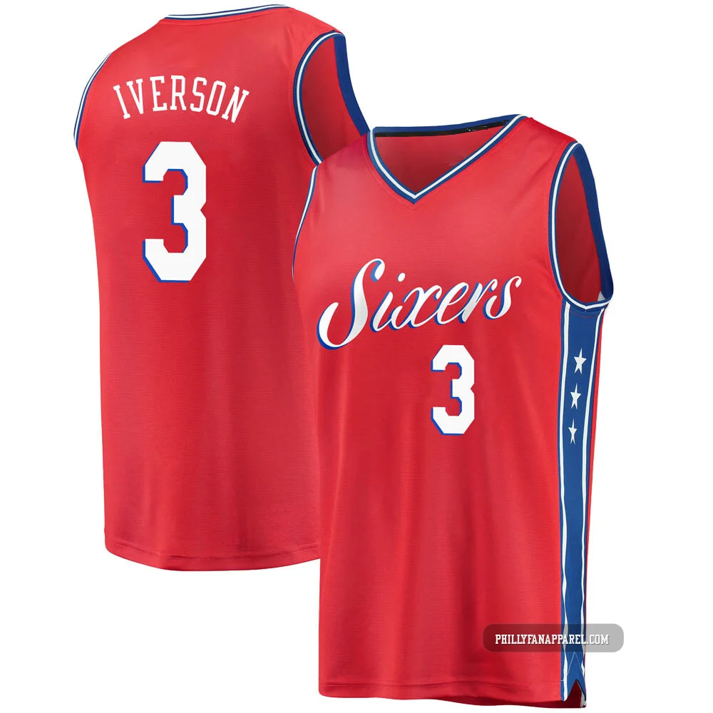 Allen Iverson ＃3 Men's Red Philadelphia 76ers Fast Break Jersey - Statement Edition