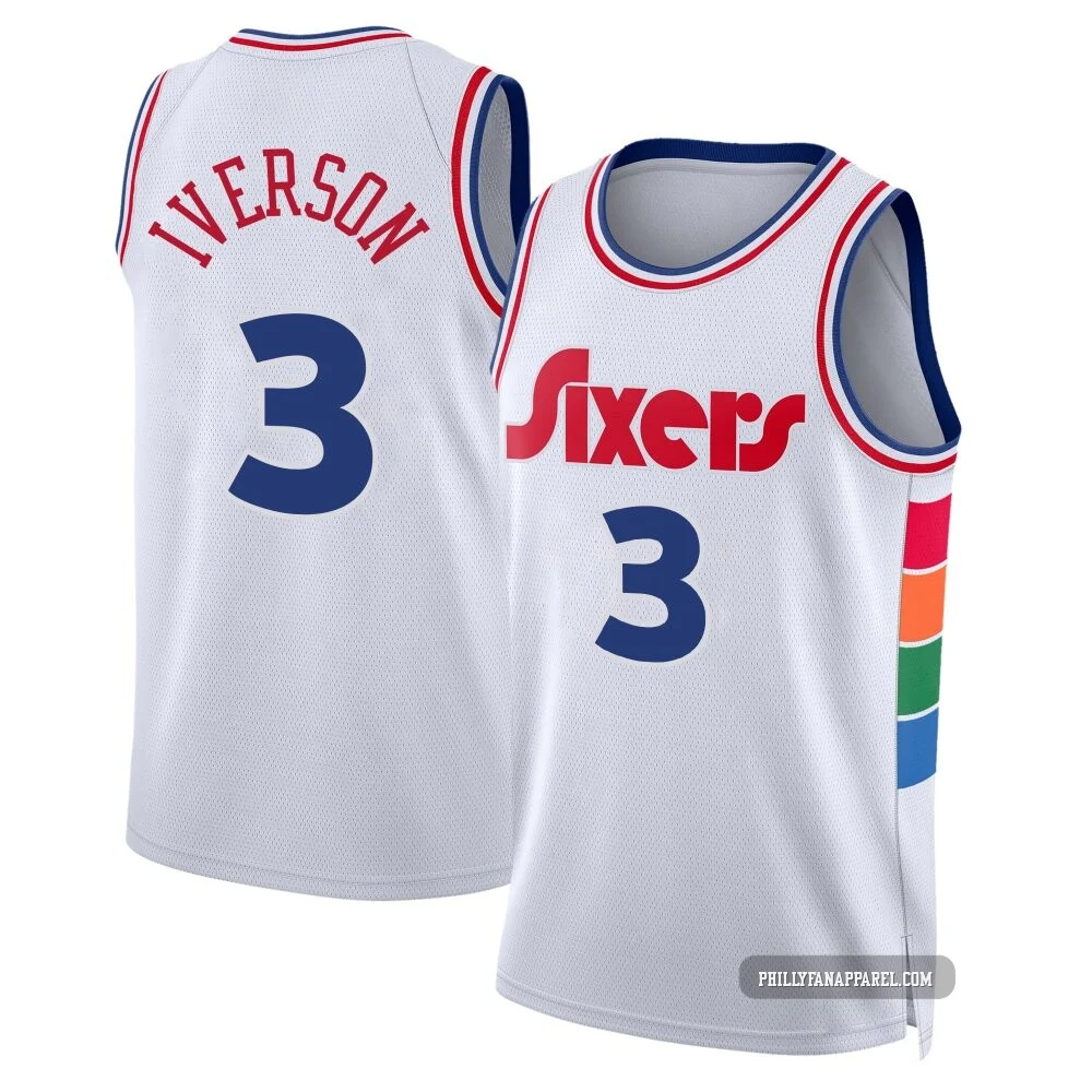 Allen Iverson ＃3 Men's Swingman 2024/25 Philadelphia 76ers White City Edition Jersey