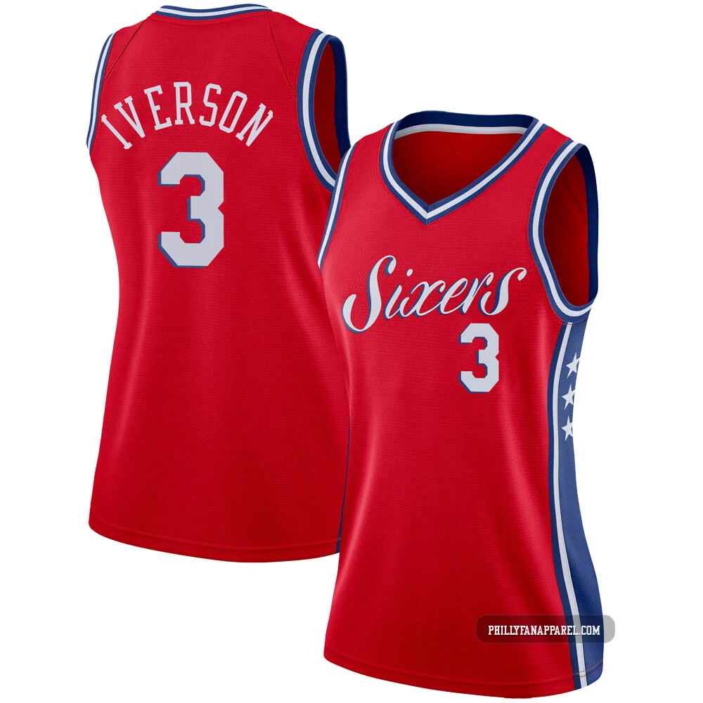 Allen Iverson ＃3 Women's Swingman Red Philadelphia 76ers Jersey - Statement Edition