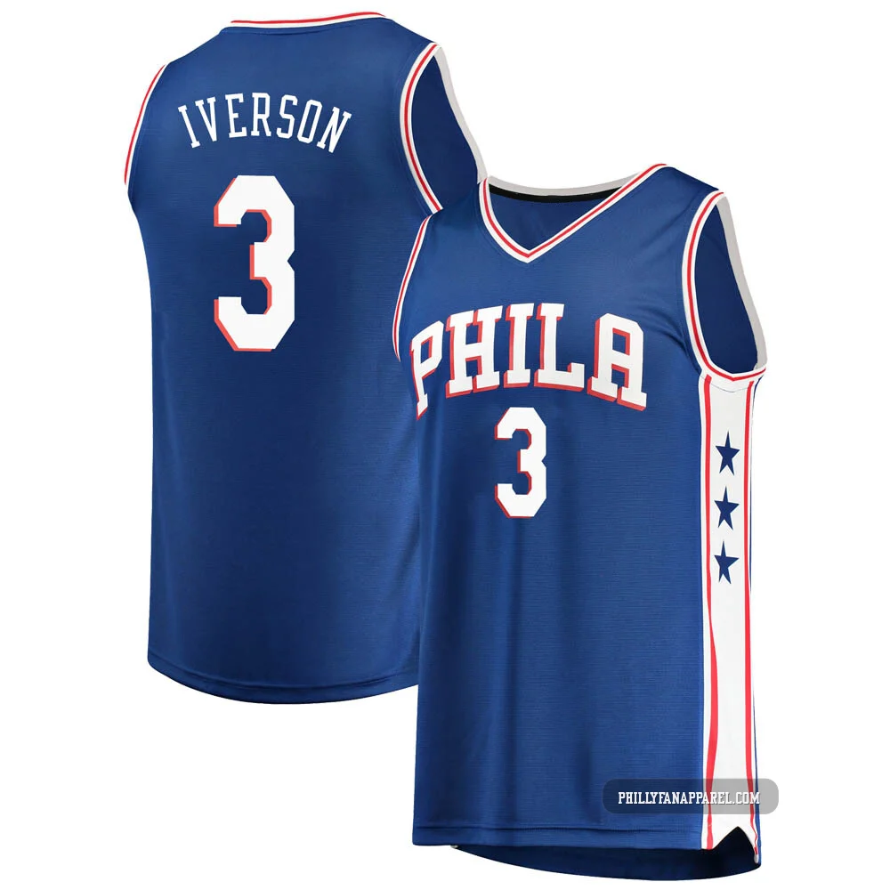 Allen Iverson ＃3 Youth Royal Philadelphia 76ers Fast Break Jersey - Icon Edition