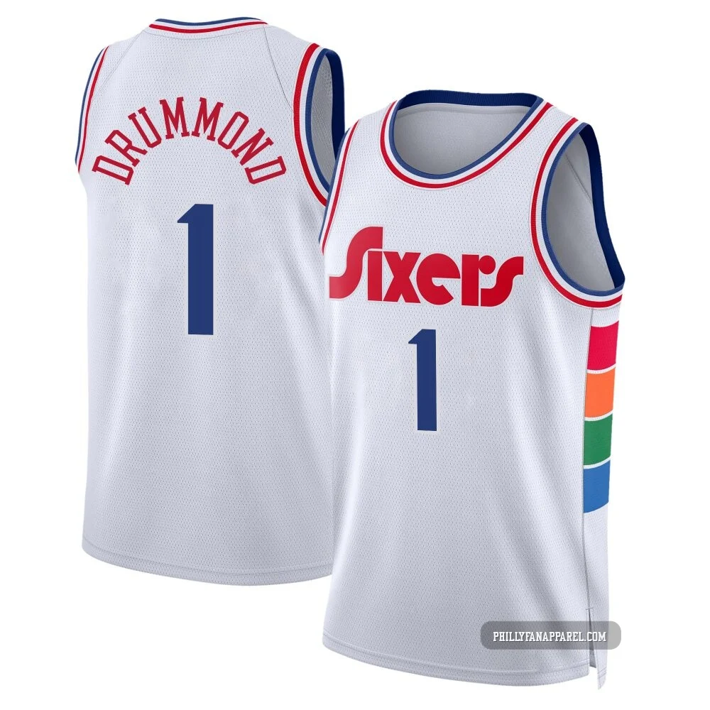 Andre Drummond ＃1 Men's Swingman 2024/25 Philadelphia 76ers White City Edition Jersey