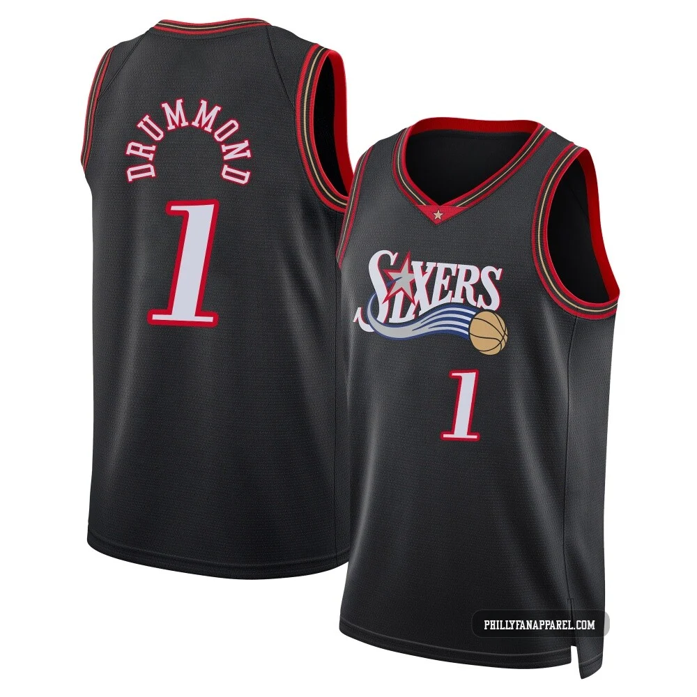 Andre Drummond ＃1 Men's Swingman Black Philadelphia 76ers Classic Edition Jersey