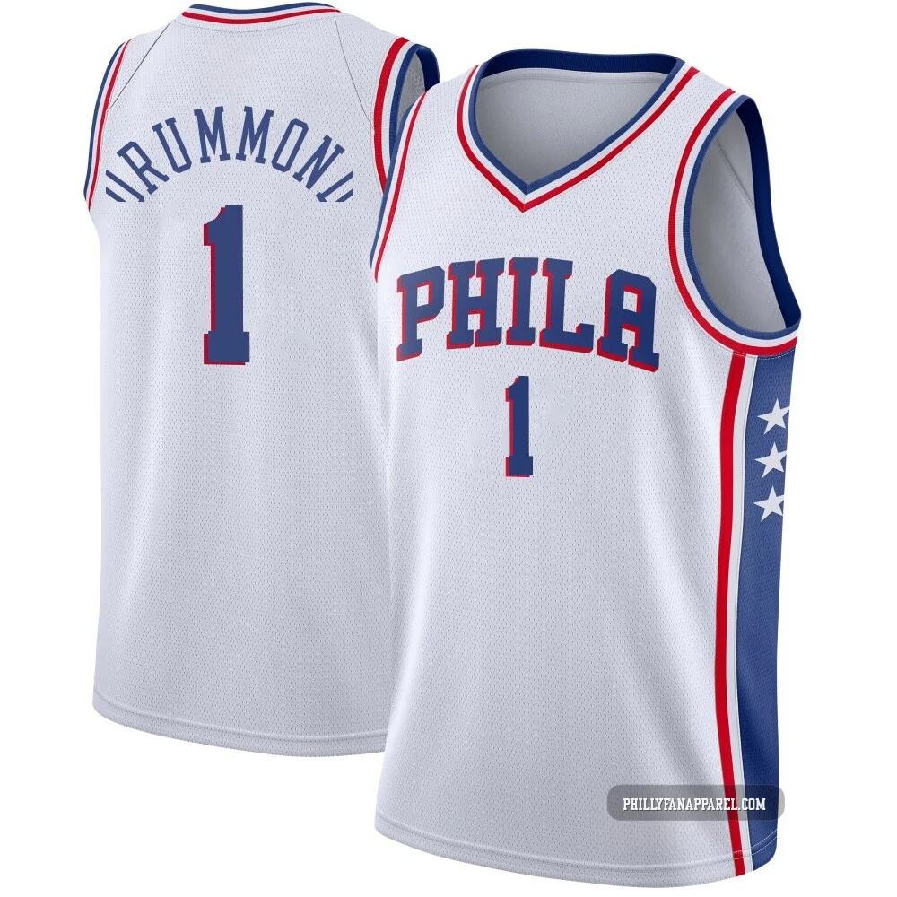 Andre Drummond ＃1 Men's Swingman White Philadelphia 76ers Jersey - Association Edition