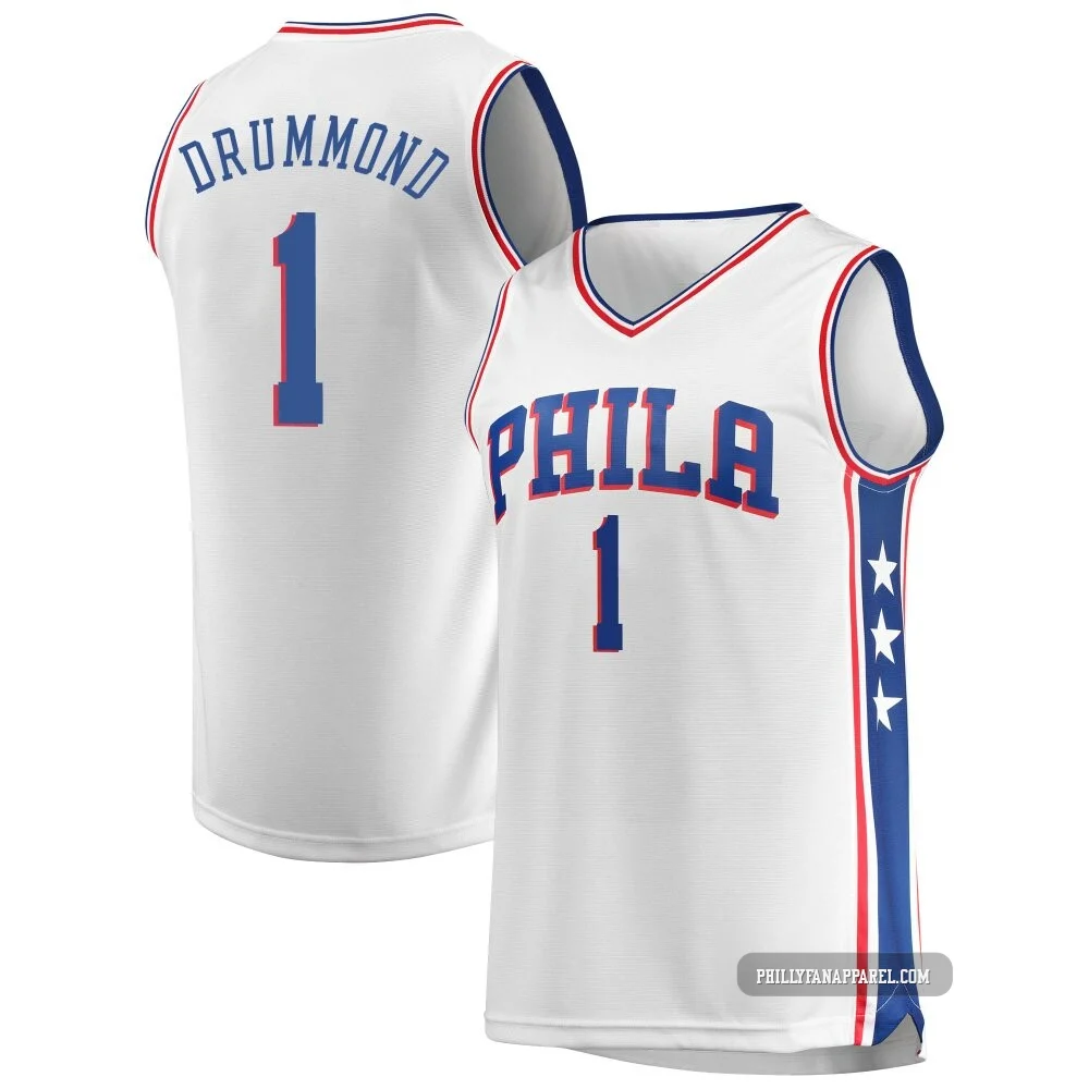 Andre Drummond ＃1 Men's White Philadelphia 76ers Fast Break Jersey - Association Edition