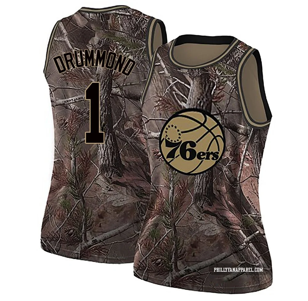 Andre Drummond ＃1 Women's Swingman Camo Philadelphia 76ers Realtree Collection Jersey