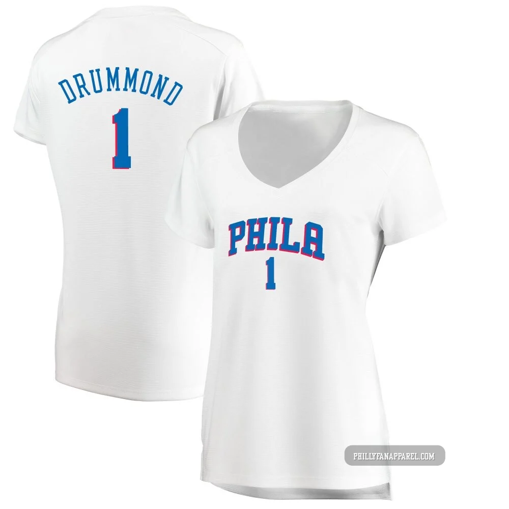 Andre Drummond ＃1 Women's White Philadelphia 76ers Fast Break Jersey - Association Edition