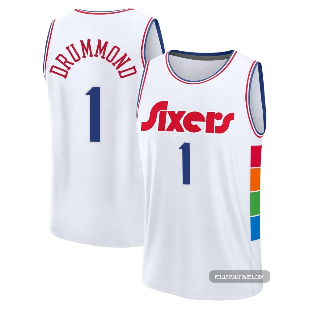 Andre Drummond ＃1 Youth 2024/25 Philadelphia 76ers White Fast Break City Edition Jersey