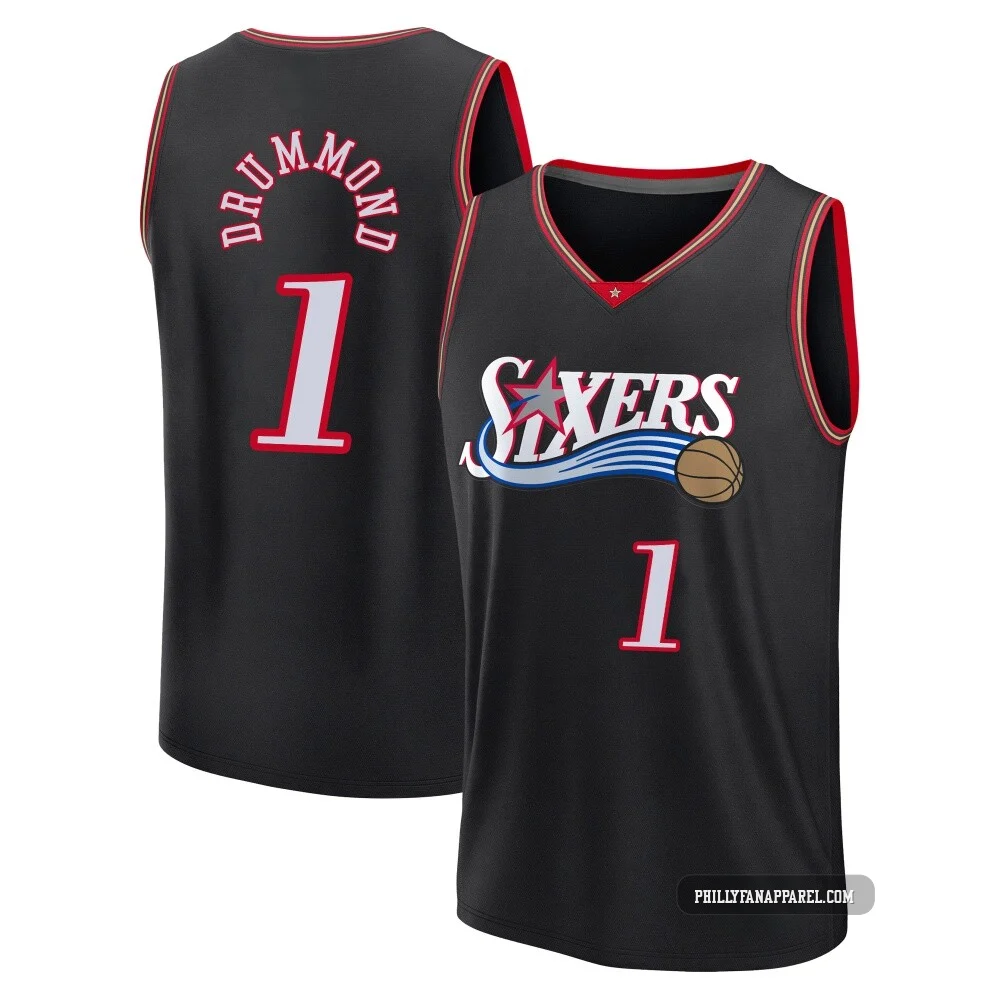 Andre Drummond ＃1 Youth Black Philadelphia 76ers Fast Break Classic Edition Jersey