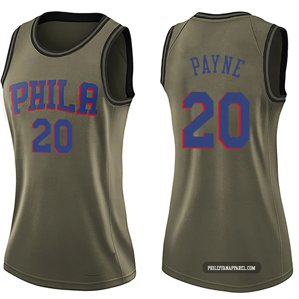Cameron Payne ＃20 Women's Swingman Green Philadelphia 76ers Salute to Service Jersey