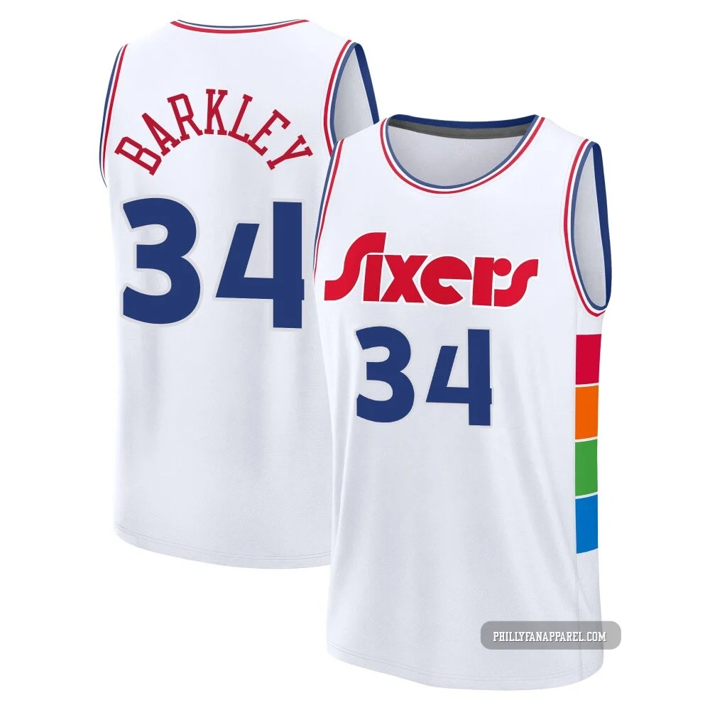 Charles Barkley ＃34 Men's 2024/25 Philadelphia 76ers White Fast Break City Edition Jersey