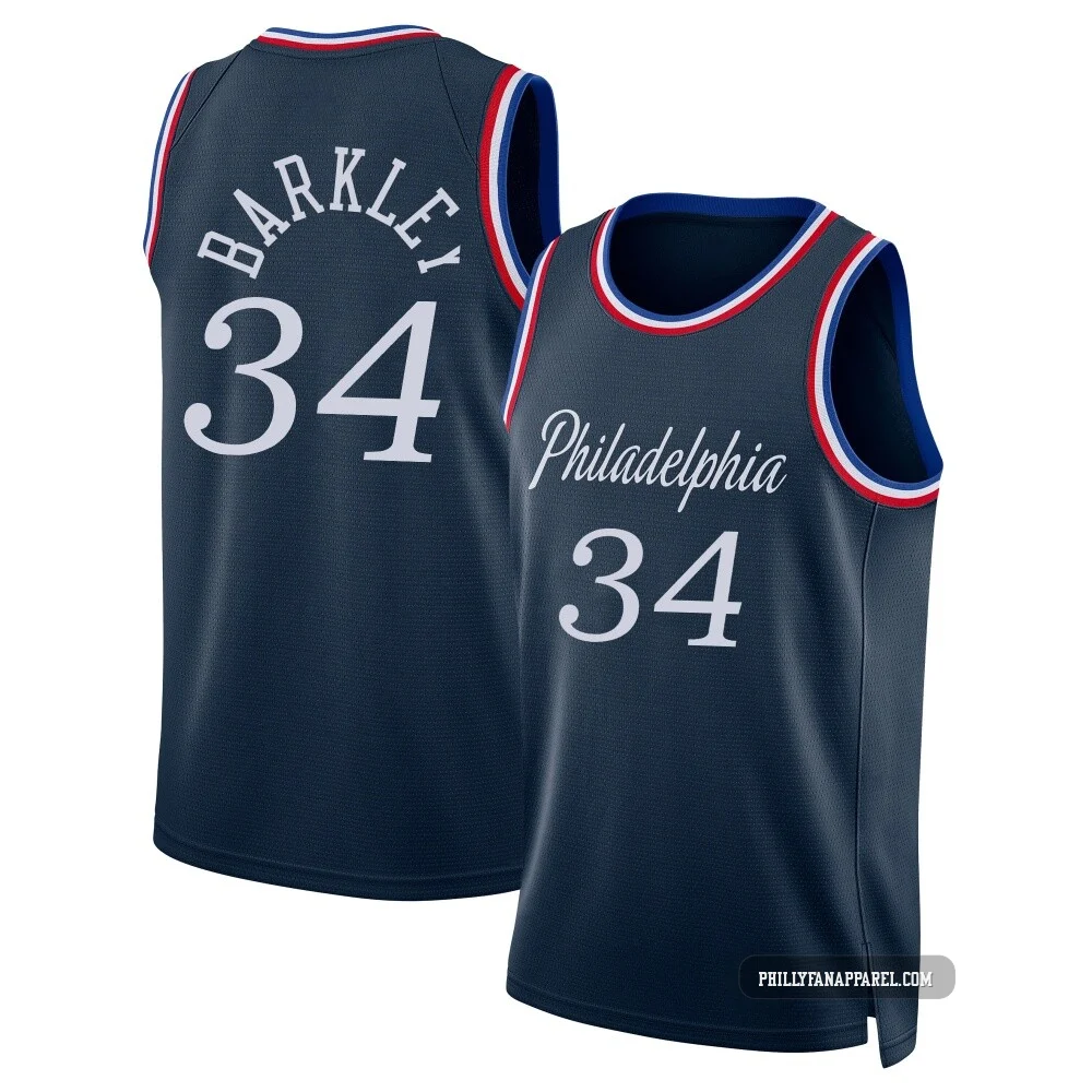 Charles Barkley ＃34 Men's Swingman 2025/26 Philadelphia 76ers Navy City Edition Jersey