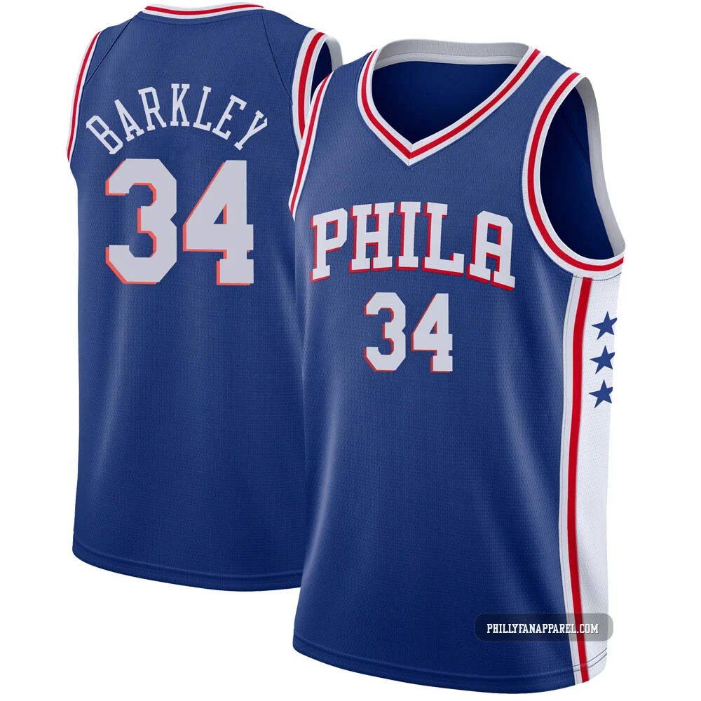Charles Barkley ＃34 Men's Swingman Blue Philadelphia 76ers Jersey - Icon Edition