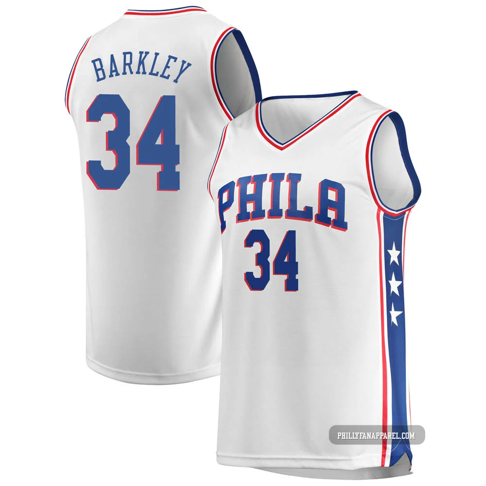 Charles Barkley ＃34 Men's White Philadelphia 76ers Fast Break Jersey - Association Edition