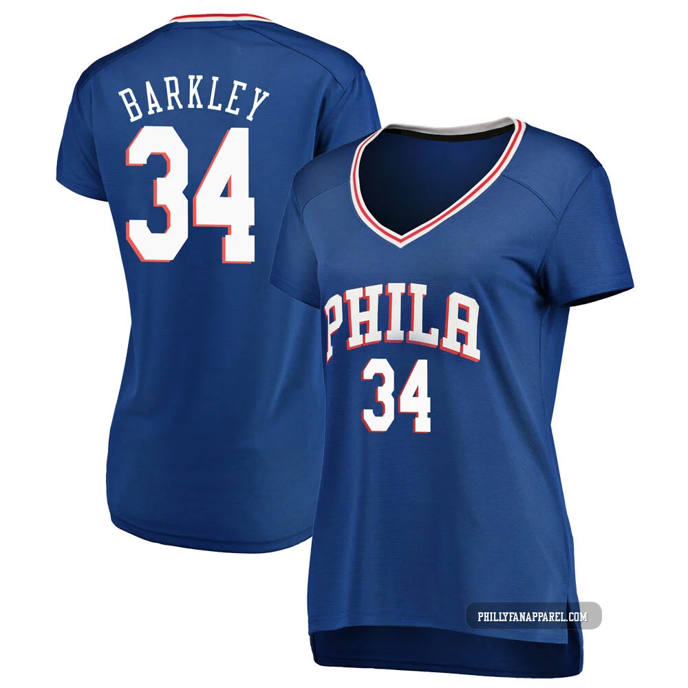 Charles Barkley ＃34 Women's Royal Philadelphia 76ers Fast Break Jersey - Icon Edition