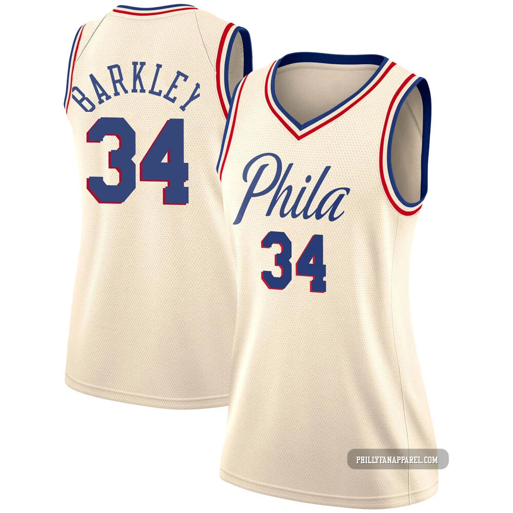 Charles Barkley ＃34 Women's Swingman Cream Philadelphia 76ers Jersey - City Edition
