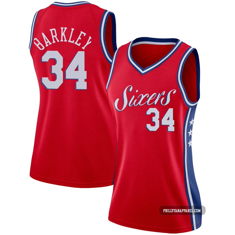 Charles Barkley ＃34 Women's Swingman Red Philadelphia 76ers Jersey - Statement Edition