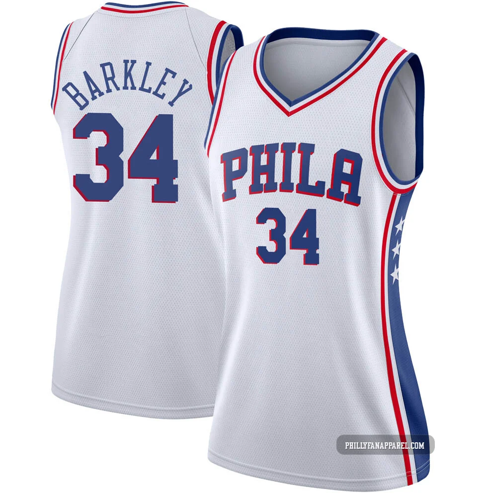 Charles Barkley ＃34 Women's Swingman White Philadelphia 76ers Jersey - Association Edition
