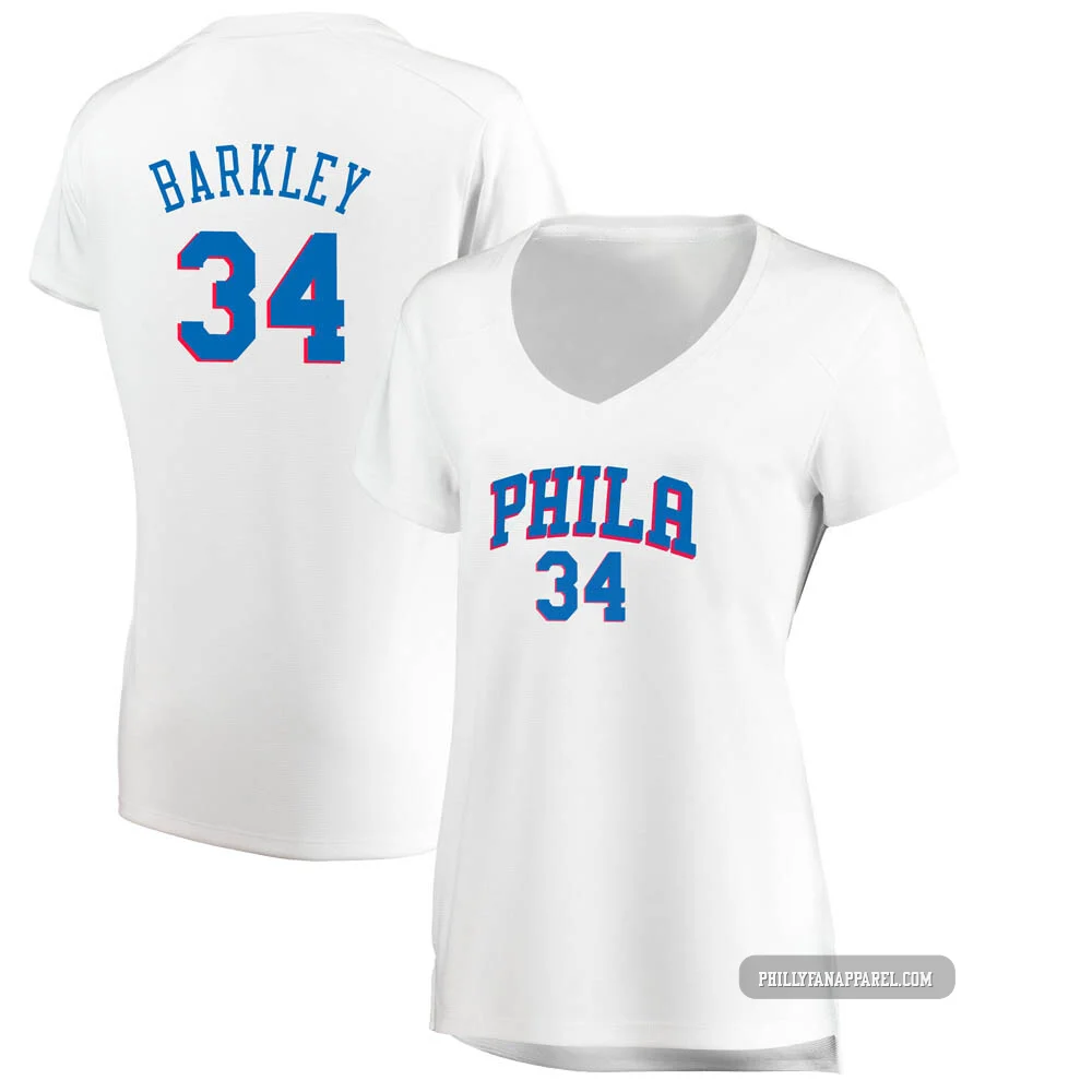 Charles Barkley ＃34 Women's White Philadelphia 76ers Fast Break Jersey - Association Edition