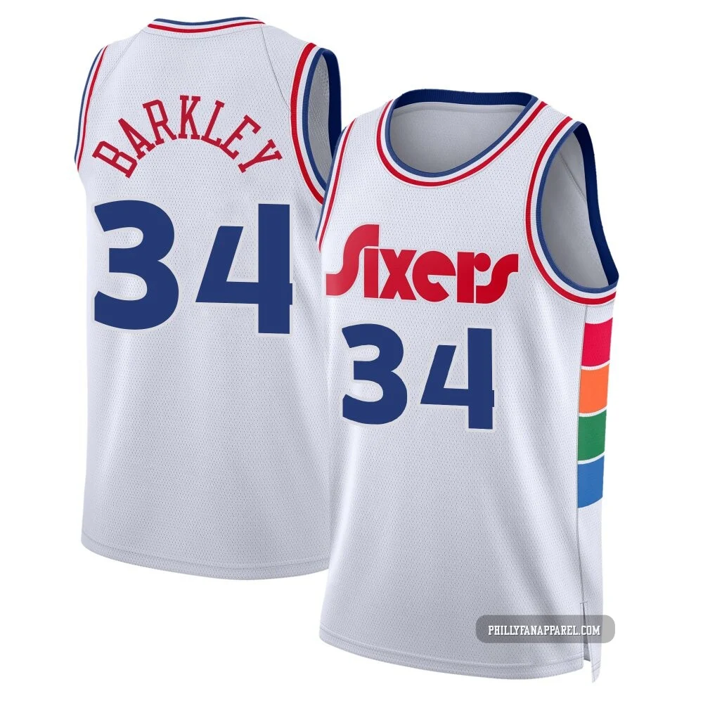 Charles Barkley ＃34 Youth Swingman 2024/25 Philadelphia 76ers White City Edition Jersey