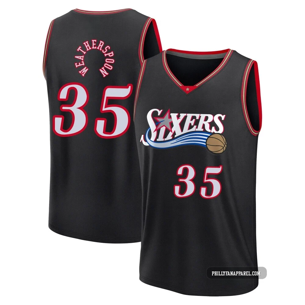 Clarence Weatherspoon ＃35 Men's Black Philadelphia 76ers Fast Break Classic Edition Jersey