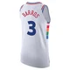 Dana Barros ＃3 Men's Authentic 2024/25 Philadelphia 76ers White City Edition Jersey
