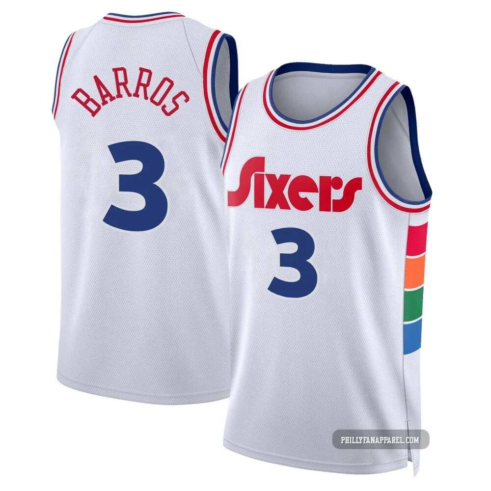 Dana Barros ＃3 Men's Swingman 2024/25 Philadelphia 76ers White City Edition Jersey
