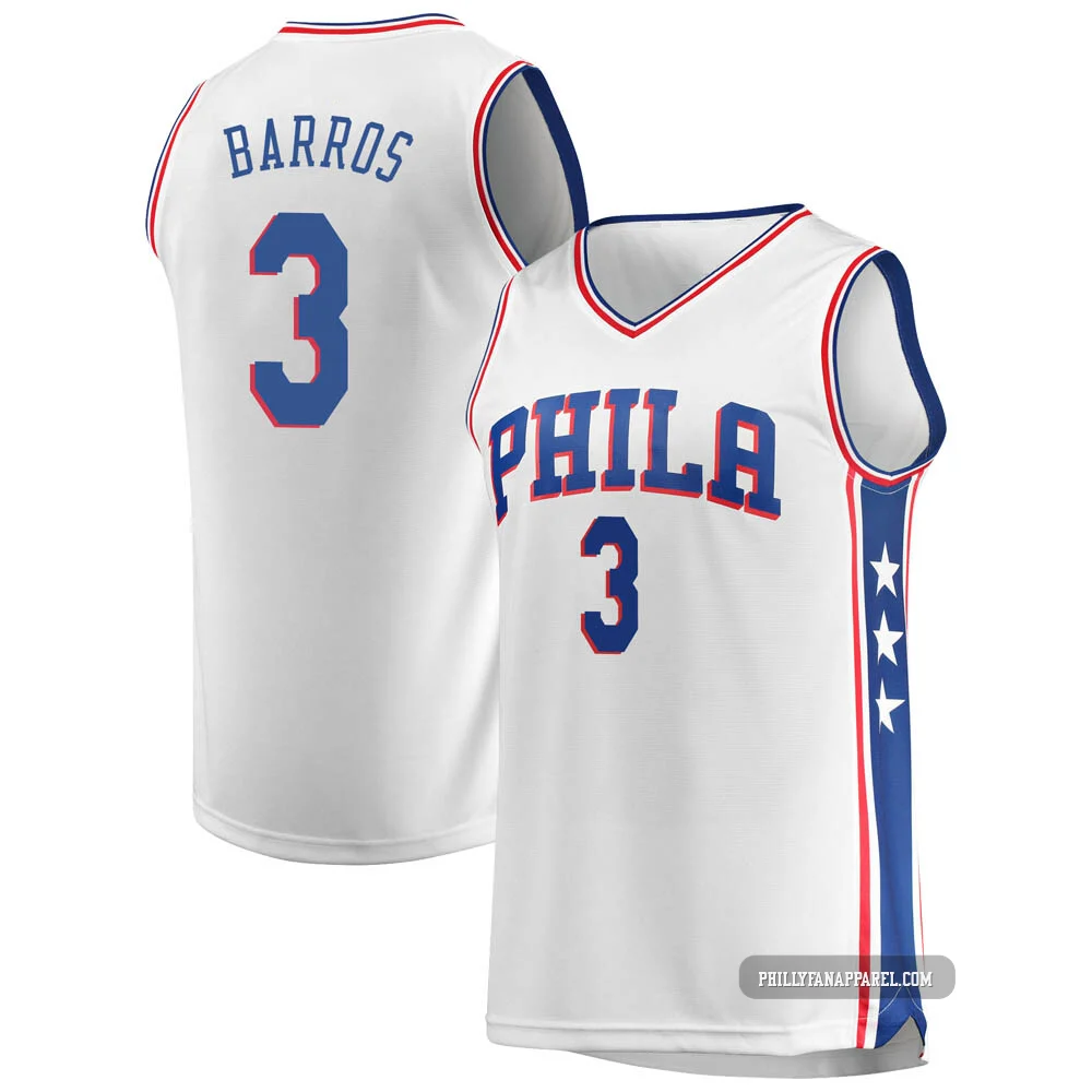 Dana Barros ＃3 Men's White Philadelphia 76ers Fast Break Jersey - Association Edition
