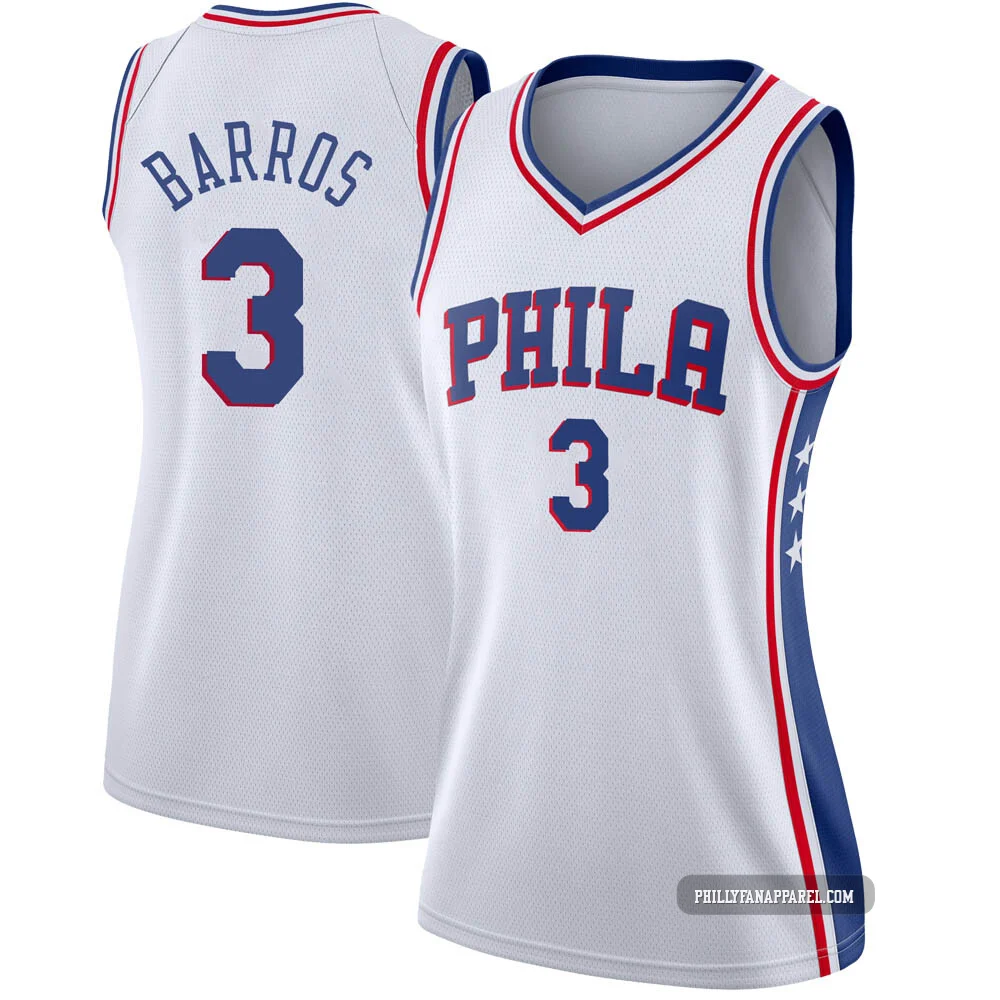 Dana Barros ＃3 Women's Swingman White Philadelphia 76ers Jersey - Association Edition