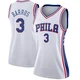Dana Barros ＃3 Women's Swingman White Philadelphia 76ers Jersey - Association Edition