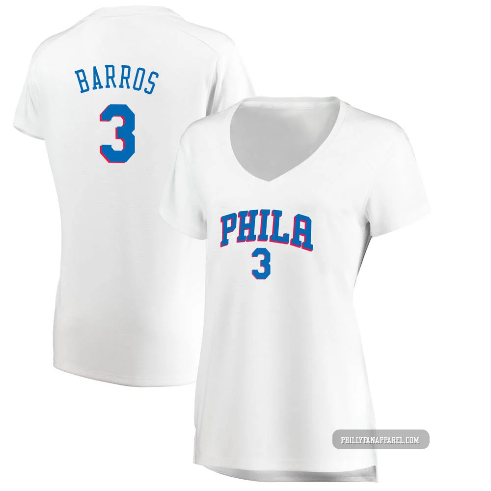 Dana Barros ＃3 Women's White Philadelphia 76ers Fast Break Jersey - Association Edition
