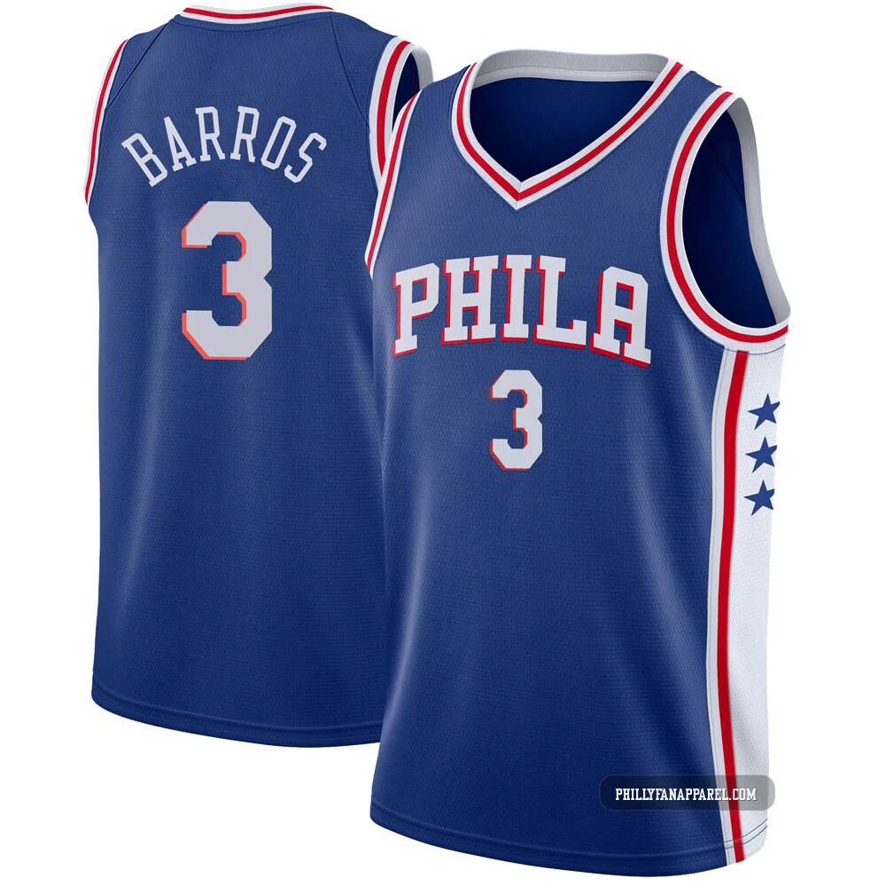 Dana Barros ＃3 Youth Swingman Blue Philadelphia 76ers Jersey - Icon Edition