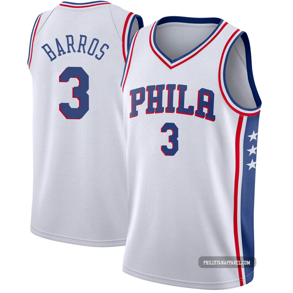 Dana Barros ＃3 Youth Swingman White Philadelphia 76ers Jersey - Association Edition
