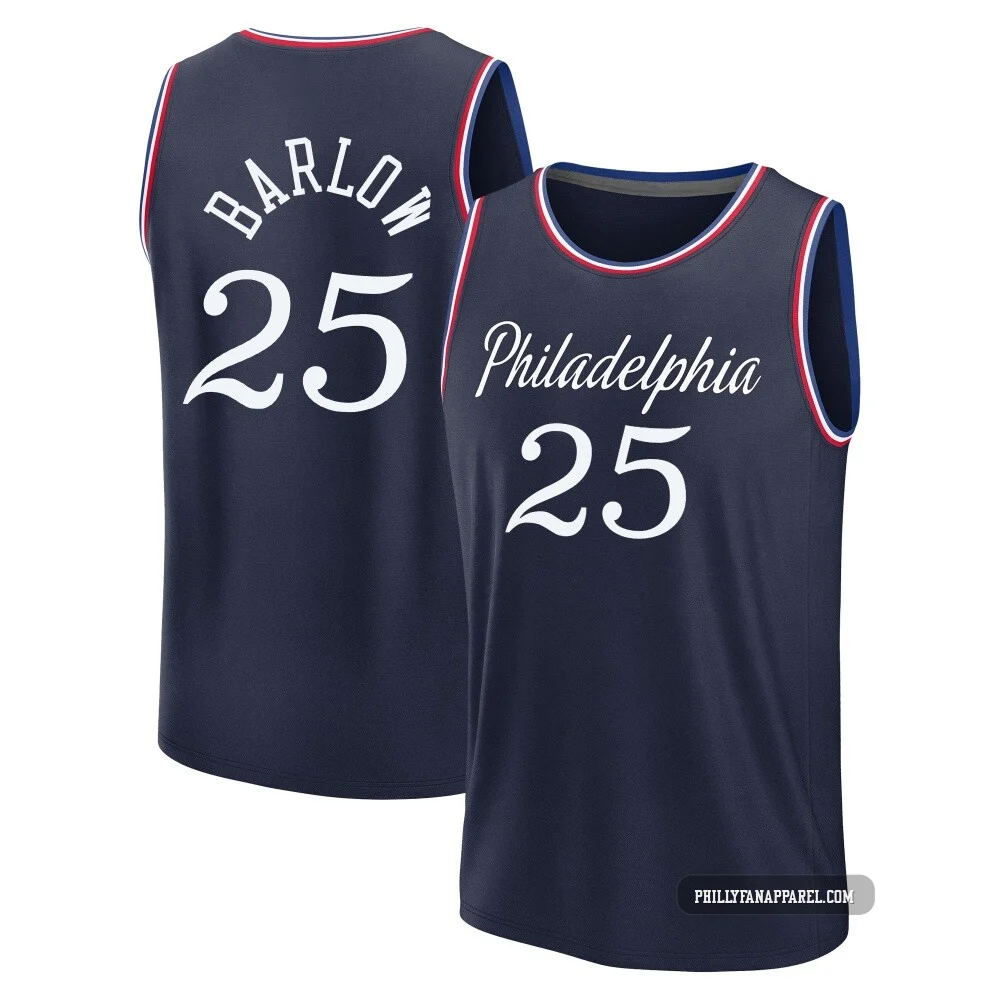 Dominick Barlow ＃25 Men's 2025/26 Philadelphia 76ers Fast Break Navy City Edition Jersey