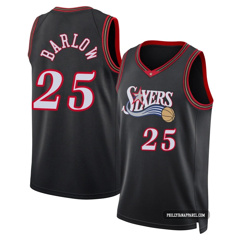 Dominick Barlow ＃25 Men's Swingman Black Philadelphia 76ers Classic Edition Jersey
