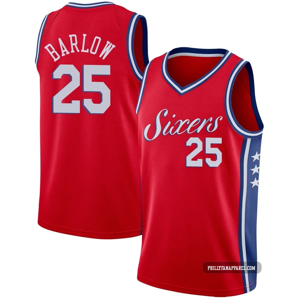 Dominick Barlow ＃25 Men's Swingman Red Philadelphia 76ers Jersey - Statement Edition