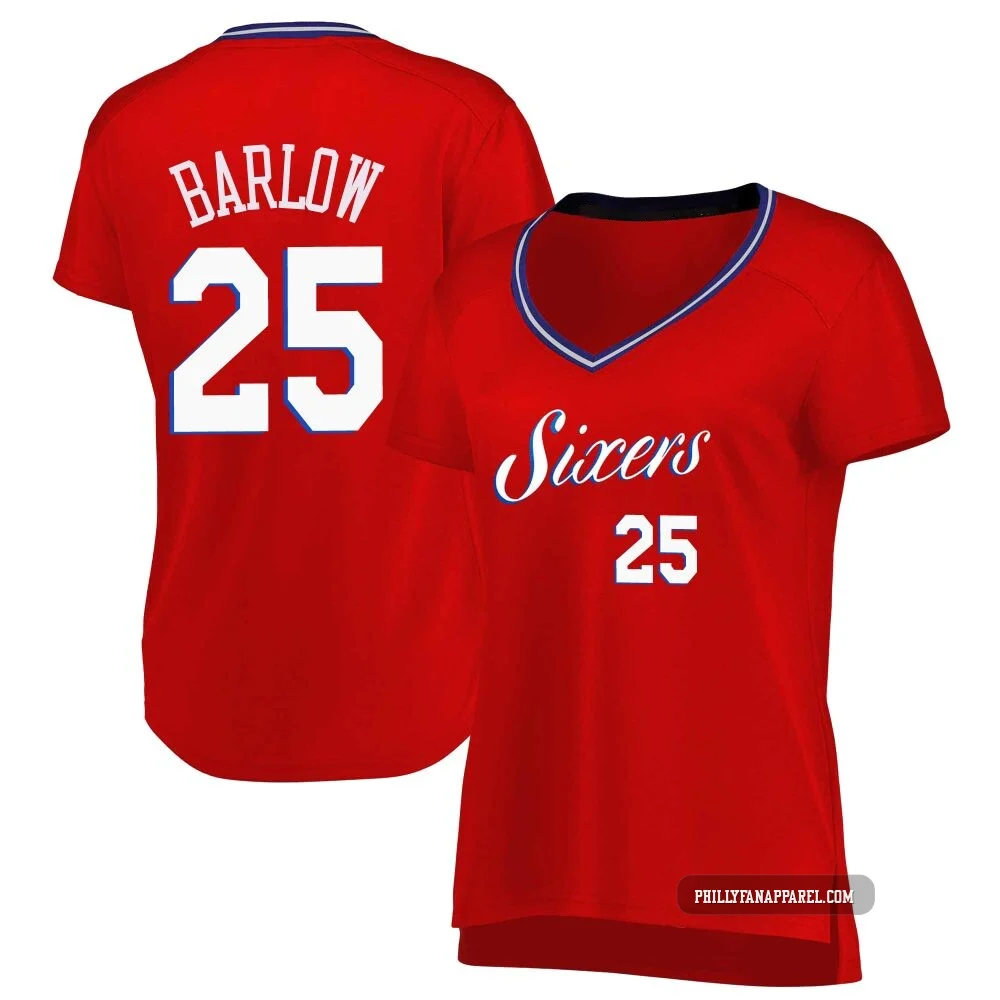 Dominick Barlow ＃25 Women's Red Philadelphia 76ers Fast Break Jersey - Statement Edition