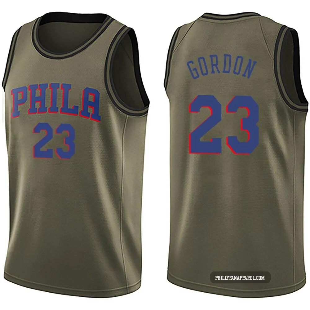 Eric Gordon ＃23 Men's Swingman Green Philadelphia 76ers Salute to Service Jersey