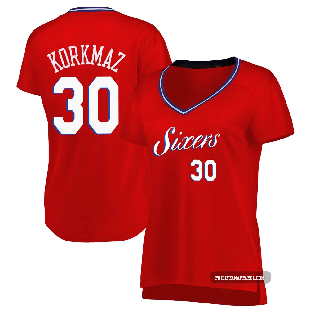 Furkan Korkmaz ＃30 Women's Red Philadelphia 76ers Fast Break Jersey - Statement Edition