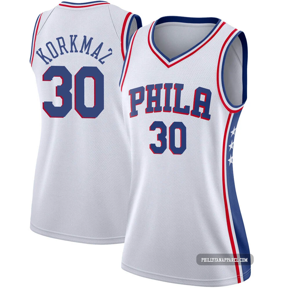 Furkan Korkmaz ＃30 Women's Swingman White Philadelphia 76ers Jersey - Association Edition