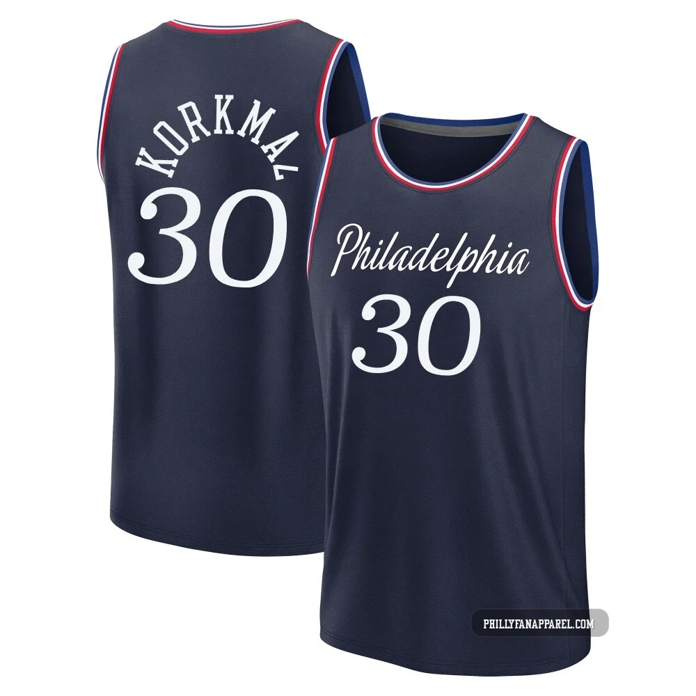 Furkan Korkmaz ＃30 Youth 2025/26 Philadelphia 76ers Fast Break Navy City Edition Jersey