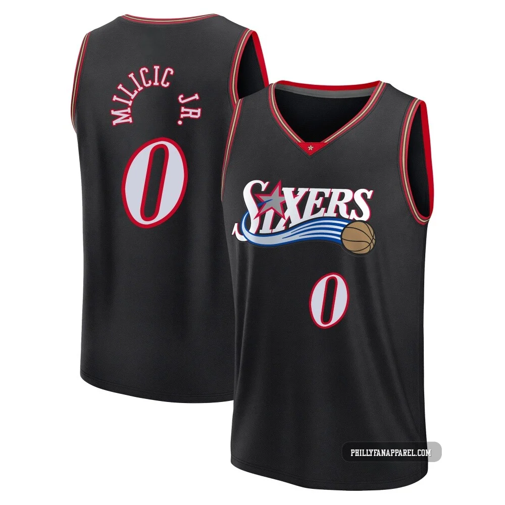 Igor Milicic Jr. ＃0 Men's Black Philadelphia 76ers Fast Break Classic Edition Jersey