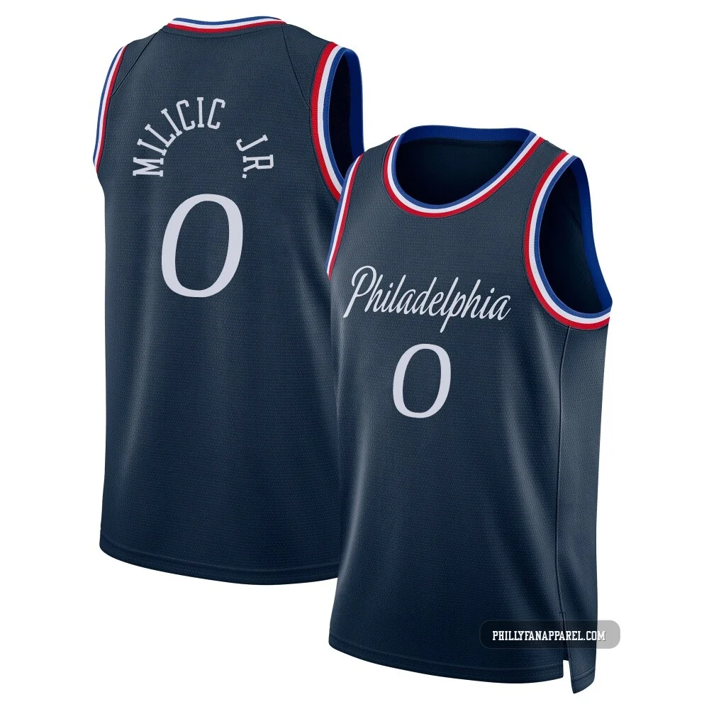 Igor Milicic Jr. ＃0 Men's Swingman 2025/26 Philadelphia 76ers Navy City Edition Jersey