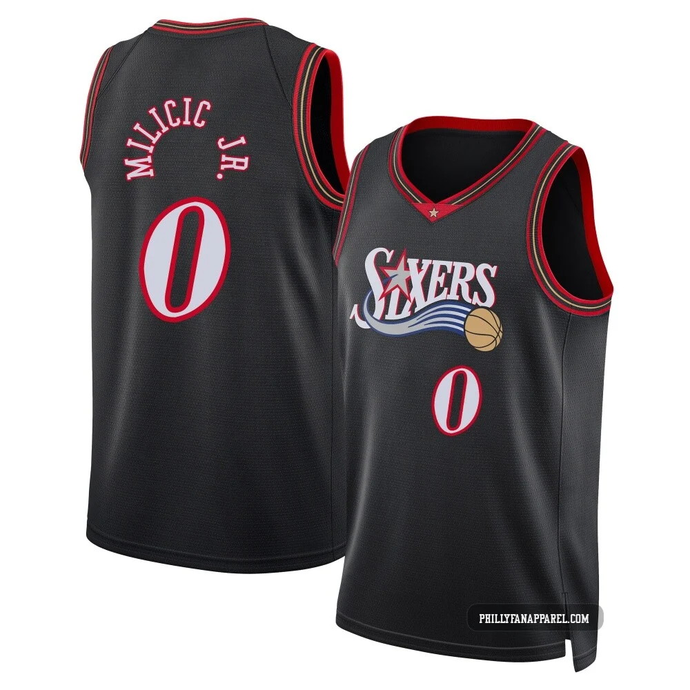 Igor Milicic Jr. ＃0 Men's Swingman Black Philadelphia 76ers Classic Edition Jersey